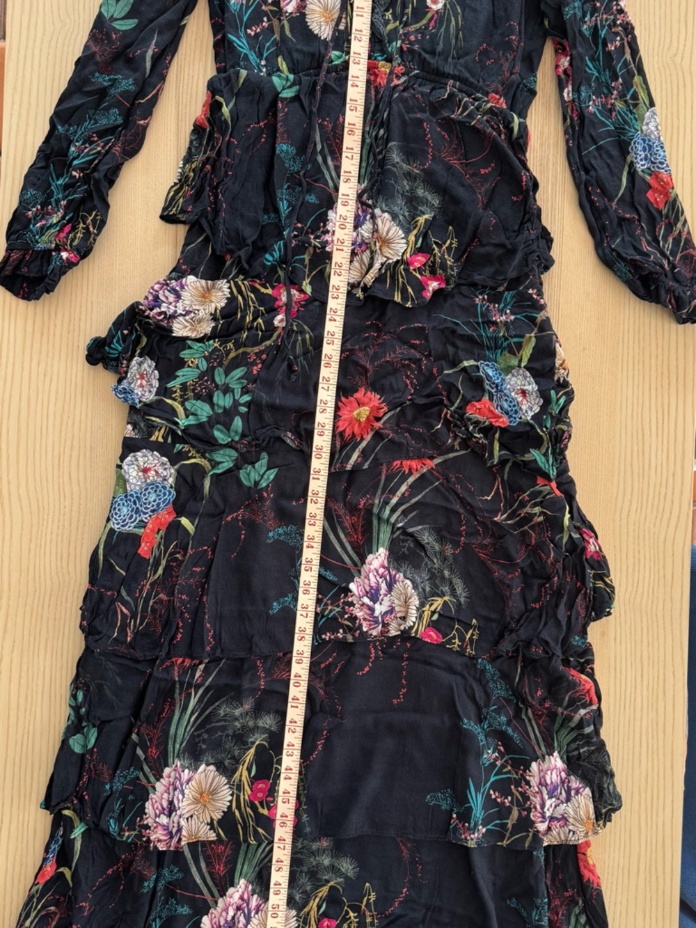 Hale Bob Black Floral Long Sleeve Maxi Dress